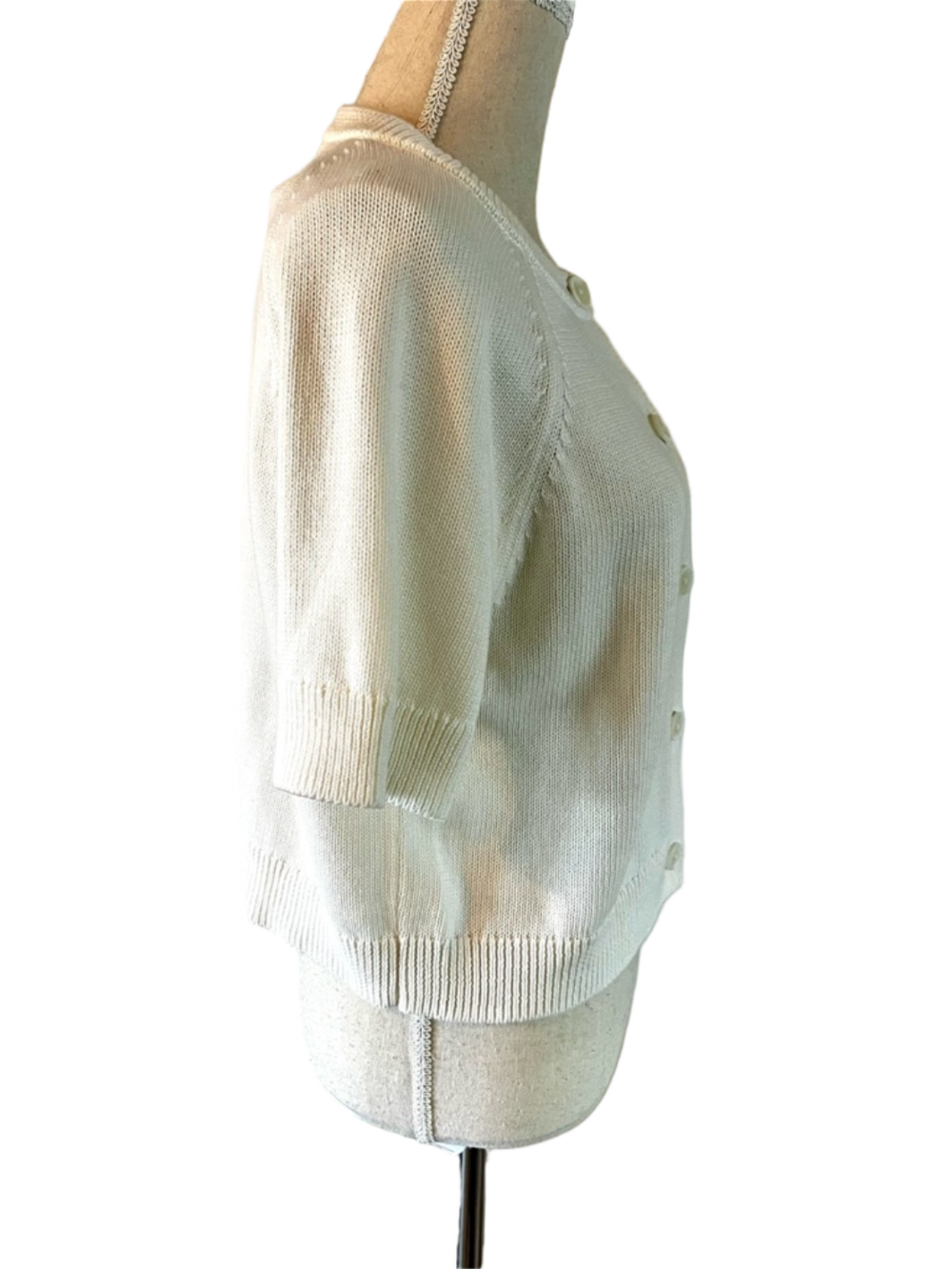 Universal Thread Cream Short Sleeve Button Cardigan 100% Cotton Size Medium NEW - Picture 6 of 13